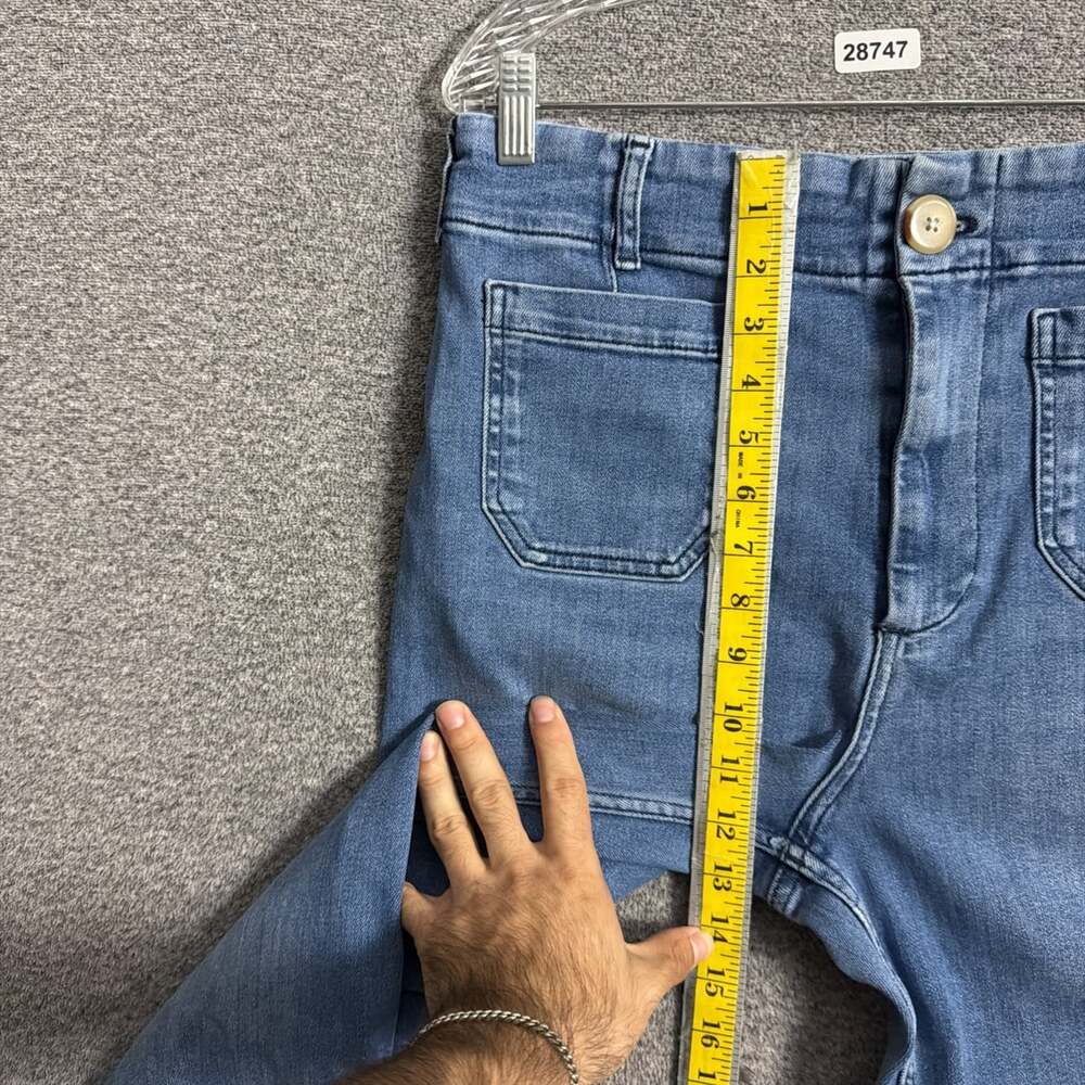Maeve Women's Size 31 Blue Stretch Denim Colette Wide Leg Cropped Jeans - Picture 12 of 13